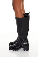 Faux Leather Knee-High Boots