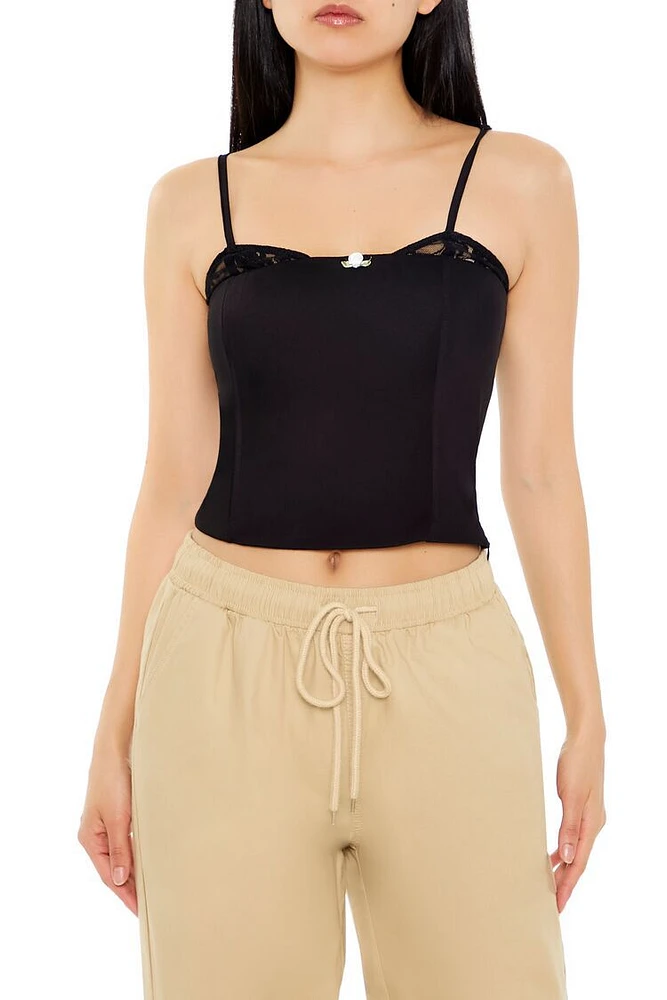 Lace-Trim Rosette Cropped Cami