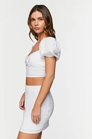 Linen-Blend Crop Top & Mini Skirt Set