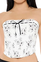 Floral Ribbon-Trim Tube Top