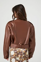 Belted Faux Leather Moto Jacket