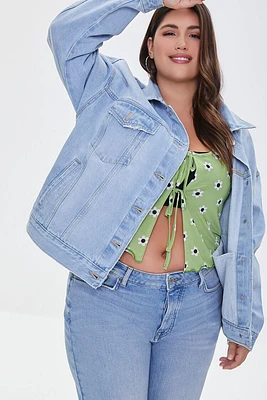 Plus Distressed Denim Jacket