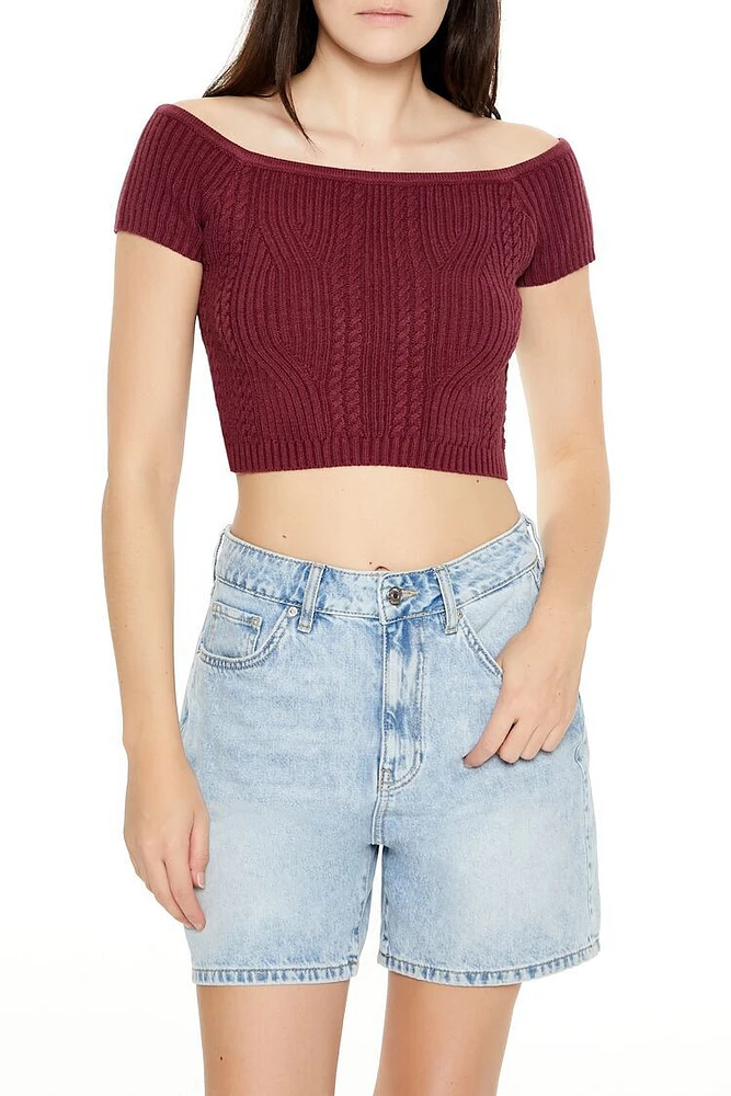 Sweater-Knit Off-the-Shoulder Crop Top