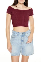 Sweater-Knit Off-the-Shoulder Crop Top