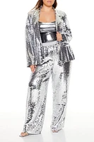 Plus Metallic Sequin Flare Pants