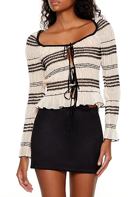 Tie-Front Striped Top