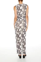 Sleeveless Snake Print Maxi Dress