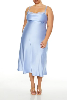 Plus Satin Cutout Midi Dress