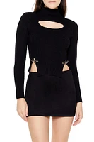 Turtleneck Cutout Buckle Sweater