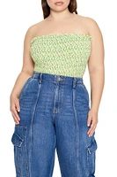 Plus Smocked Floral Tube Top