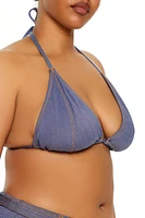 Plus Denim Bikini Top