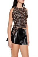 Leopard Ruffle Cropped Tank Top