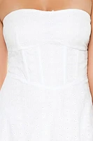 Strapless Eyelet Corset Mini Dress