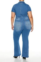 Plus Denim Flare Jumpsuit