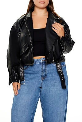 Plus Faux Leather Moto Jacket