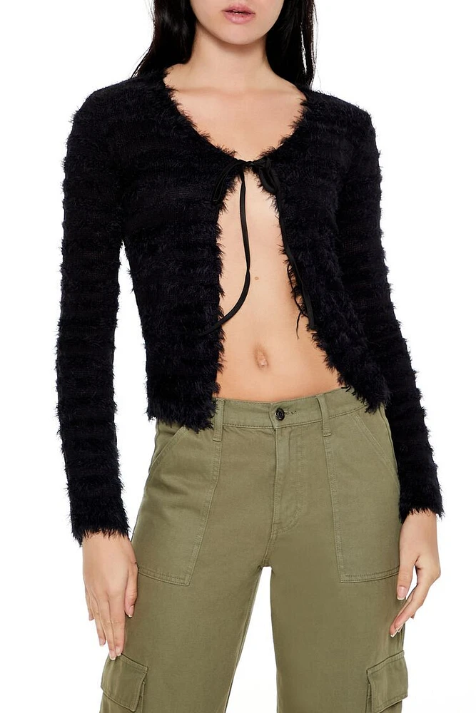 Fuzzy Knit Cardigan Sweater