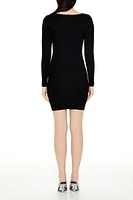 Twist-Front Mini Sweater Dress