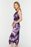 Abstract Cowl Tie-Strap Midi Dress