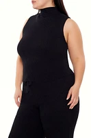 Plus Sweater-Knit Turtleneck Crop Top