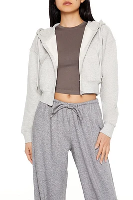 French Terry Cropped Zip-Up Hoodie