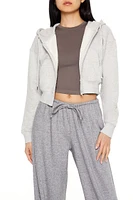 French Terry Cropped Zip-Up Hoodie