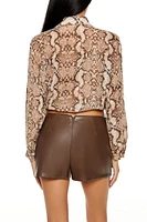 Snake Tie-Front Cropped Shirt