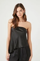 Satin Asymmetrical Strapless Top