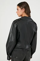 Cropped Faux Leather Jacket