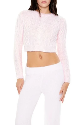 Fuzzy Cable Knit Cropped Sweater