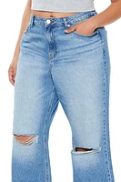 Plus Distressed Flare Jeans