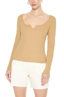 Split-Neck Long-Sleeve Top