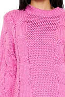 Ribbed-Trim Cable Knit Sweater