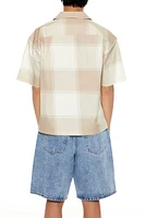 Plaid Drop-Sleeve Cropped Shirt