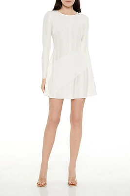 Asymmetrical Eyelet Mini Dress