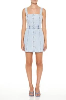 Button-Front Denim Mini Dress