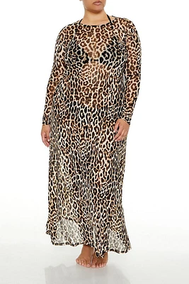 Plus Leopard Swim Cover-Up Dress