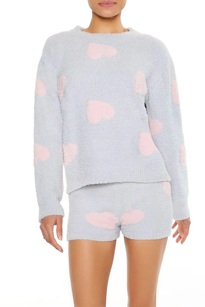 Heart Print Pajama Sweater