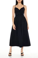 Pleated Sweetheart Midi Dress