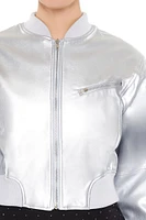 Faux Leather Bomber Jacket