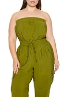 Plus Strapless Cargo Jumpsuit