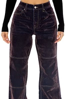 Flocked High-Rise Flare Jeans