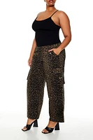 Plus Leopard Cargo Pants