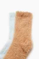 Fuzzy Knit Crew Socks - 2 pack