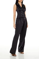 Satin Vest & Wide-Leg Pants Set