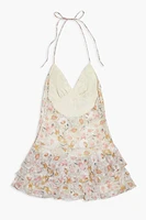 Floral Print Halter Mini Dress