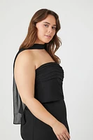 Plus Chiffon Tube Top & Scarf Set
