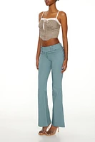 Pinstriped Low-Rise Flare Pants
