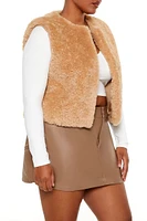 Plus Faux Shearling Cropped Vest
