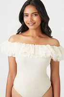 Ruffle-Trim Off-the-Shoulder Bodysuit