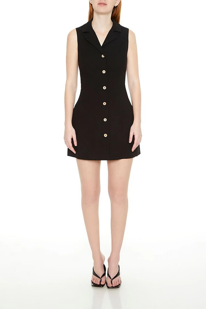 Sleeveless Button-Front Mini Dress